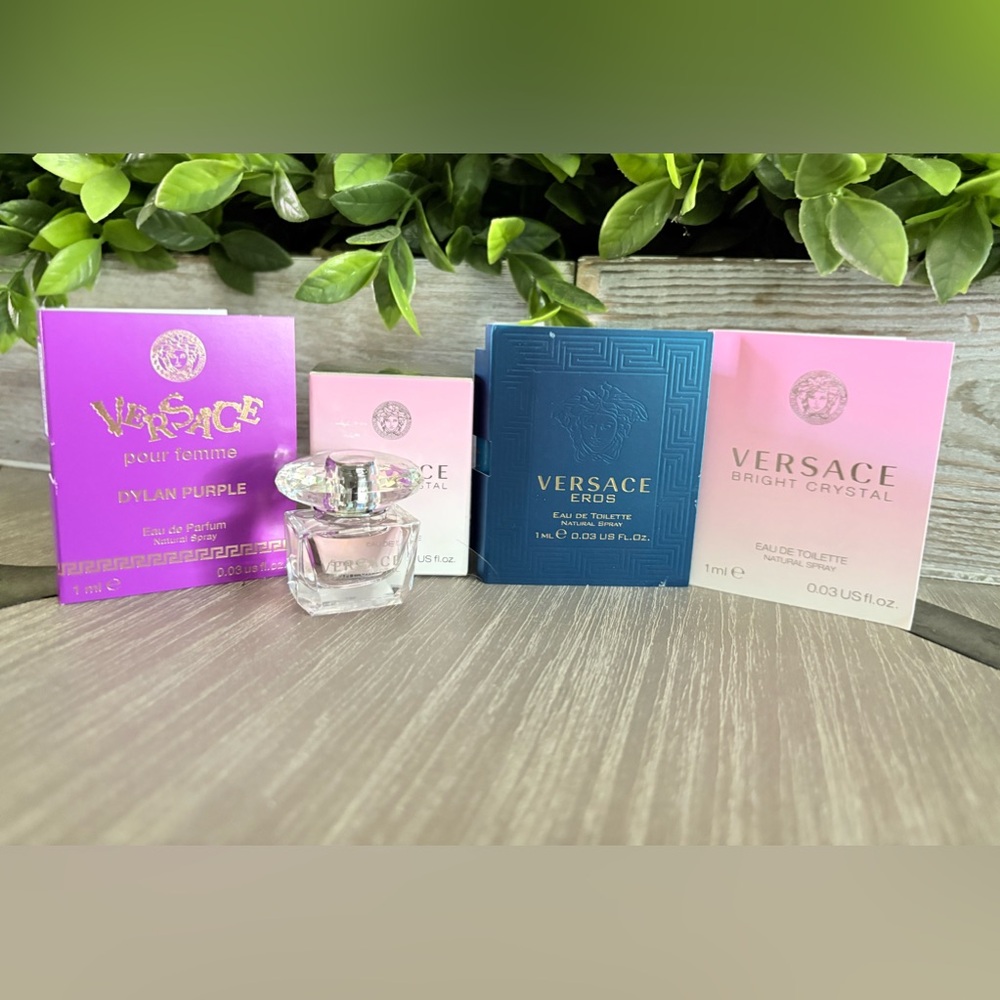 Versace Bright Crystal .17 + Dylan Purple Eros and B Crystal Testers Fragrance